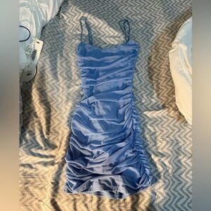 Elegant Blue Ruched Dress